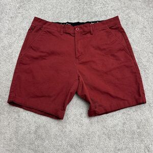 Eubi Ultimate Chino Shorts Mens Large Maroon Red Flat Front Cotton Casual Preppy